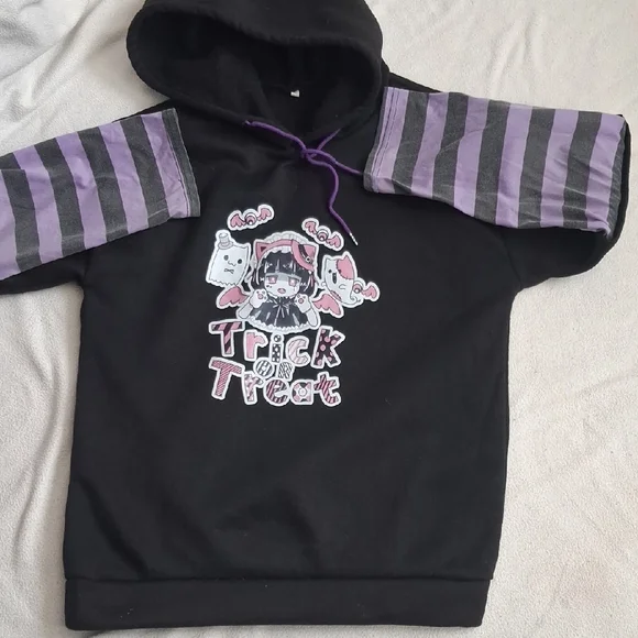 Kids Black and Purple Trick or Treat Hoodie - Picture 1 of 1